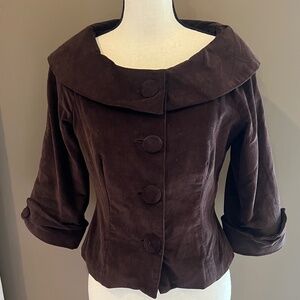 Carole Little Brown Corduroy Lined Top Blazer Shacked, Size 6